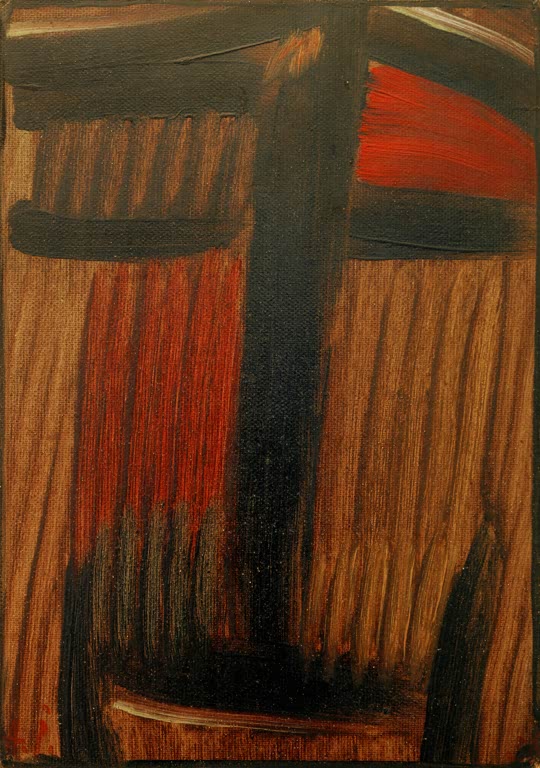 Alexej von Jawlensky Große Meditation (Das ist Dein) Kunstkopie – Abstrakter Kopf aus braunroten senkrechten Pinselstrichen