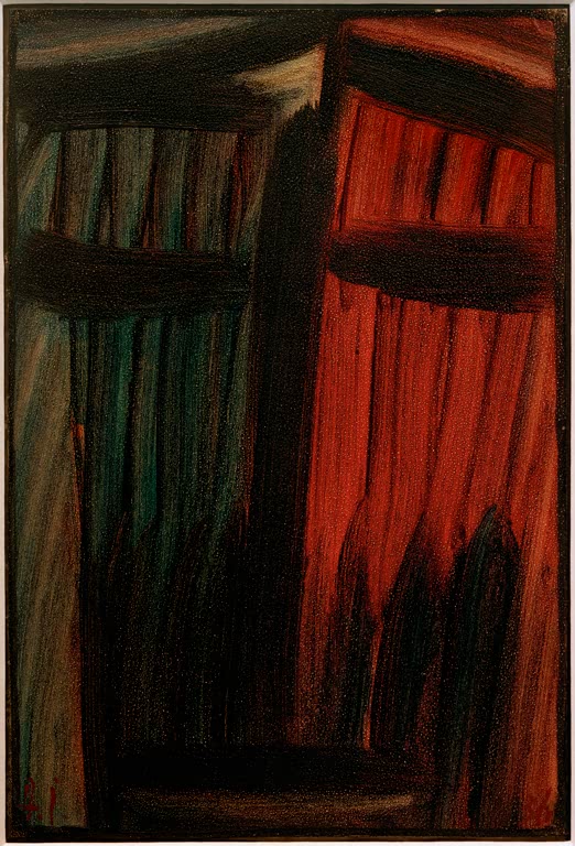 Alexej von Jawlensky Große Meditation Verhaltene Glut Kunstkopie, abstrakte Komposition aus grünem und rotem Farbfeld