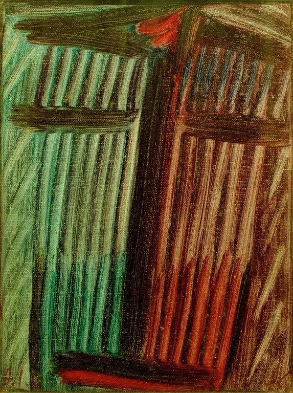 Alexej von Jawlensky Große Meditation Kunstkopie: Grüne und rotbraune senkrechte Streifen mit dunklem Mittelstrich