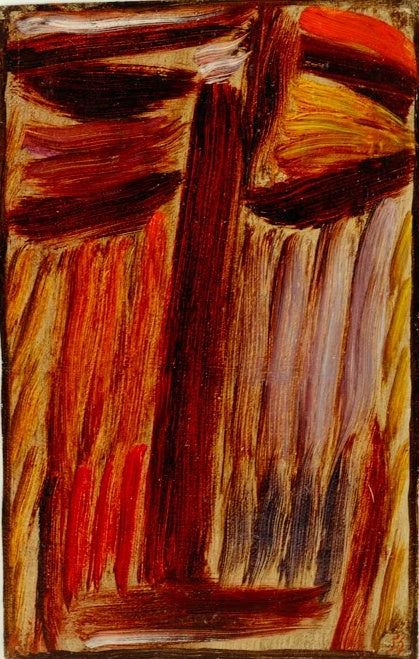 Antlitz aus senkrechten Strichen in Rot, Braun und Orange – Alexej von Jawlensky Große Meditation Kunstkopie