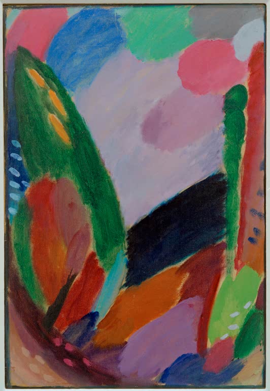 Alexej von Jawlensky Große Variation: Gewitter Kunstkopie: Grüne Baumform und schwarze Wolke in Violett-, Rosa- und Blautönen