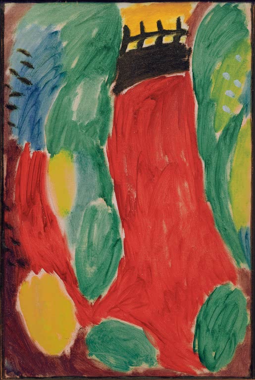 Alexej von Jawlensky Große Variation: Großer roter Weg mit schwarzer Tür Kunstkopie – Roter Weg zwischen grünen Flecken