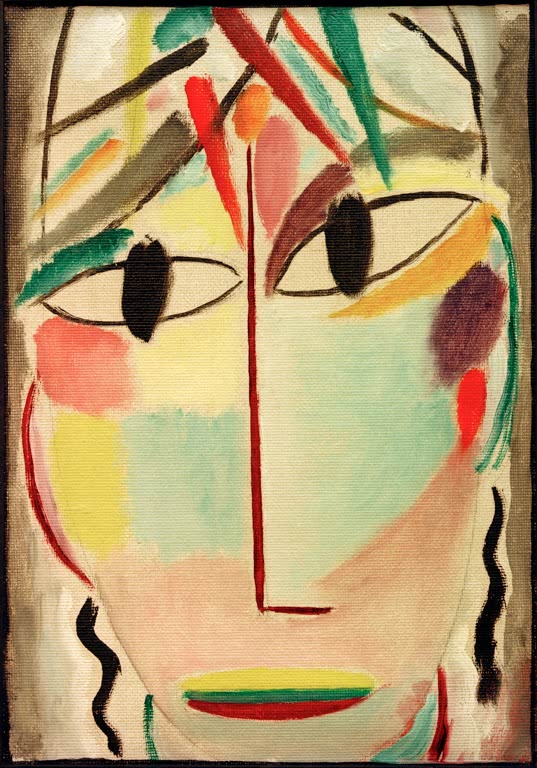 Helles Gesicht mit großen Augen und bunten Flecken – Alexej von Jawlensky Heilandsgesicht: Länglicher Kopf A Kunstkopie
