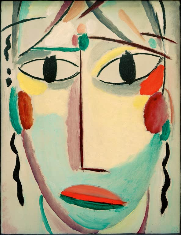 Helles Gesicht mit großen Augen und roten Wangenflecken – Alexej von Jawlensky Heilandsgesicht: Letztes Schauen Kunstkopie