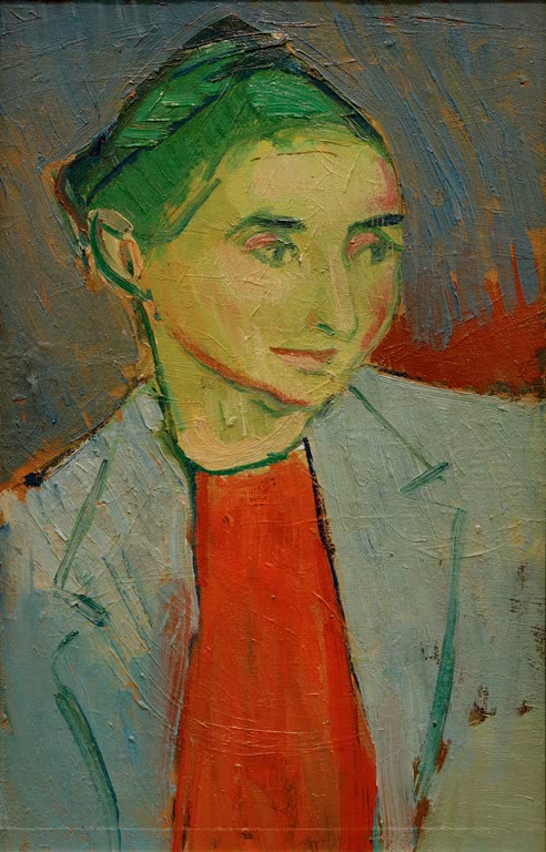 Junge Frau mit grüner Mütze, grauem Jackett und roter Bluse – Alexej von Jawlensky Lettisches Mädchen Kunstkopie