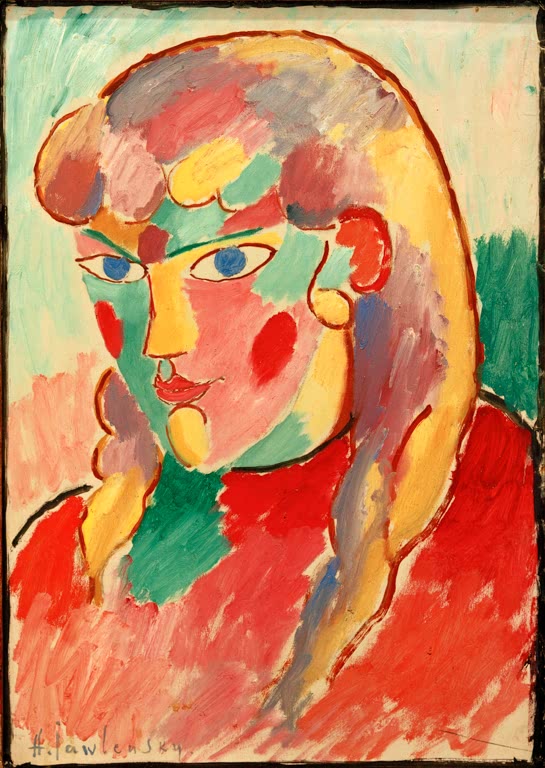 Alexej von Jawlensky Mädchen mit blauen Augen und zwei Zöpfen Kunstkopie – Mädchen mit blonden Zöpfen und blauen Augen