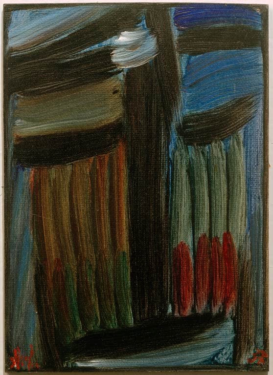 Dunkles Antlitz in Blau und Schwarz mit Pinselstrichen – Alexej von Jawlensky Meditation: Einsam in blauer Nacht Kunstkopie