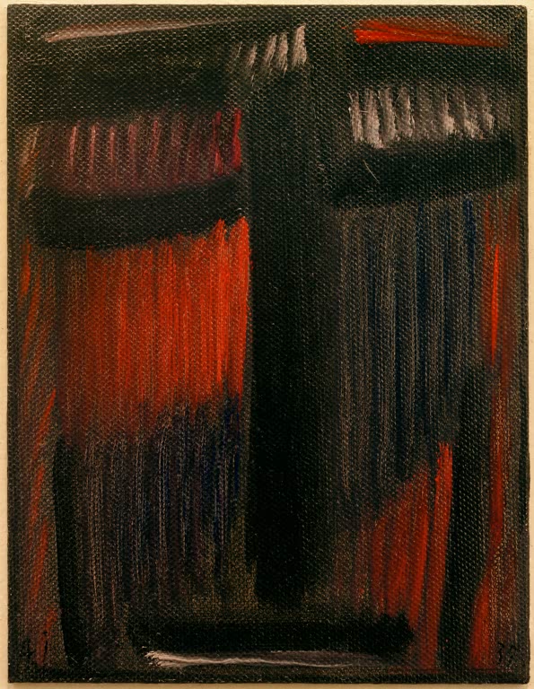 Dunkles Antlitz mit senkrechten Strichen in Schwarz und Rot – Alexej von Jawlensky Meditation (Ich bin geboren) Kunstkopie