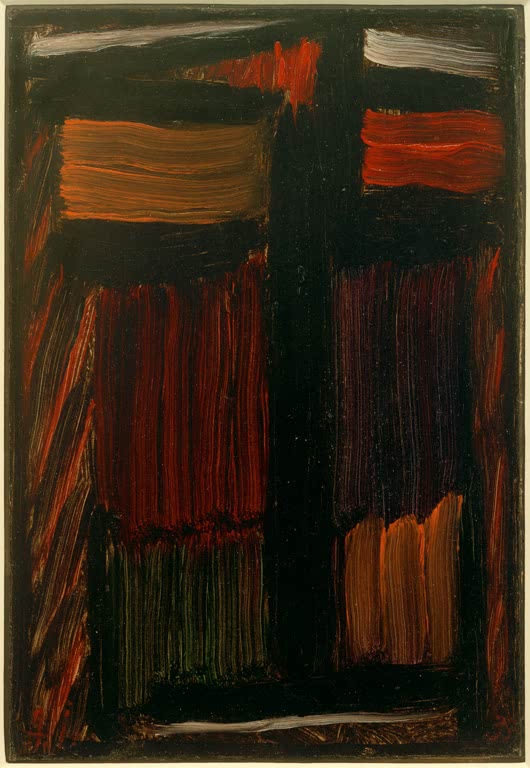 Dunkles Antlitz in Schwarz und Rot mit Strichen – Alexej von Jawlensky Meditation: Mein Geist wird weiterleben Kunstkopie