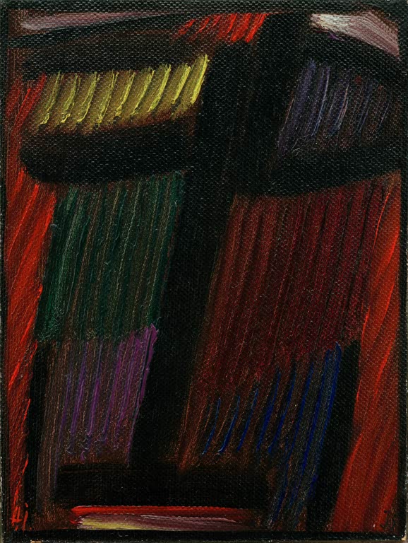 Antlitz aus roten, grünen und violetten senkrechten Strichen – Alexej von Jawlensky Meditation: Rückblick Kunstkopie