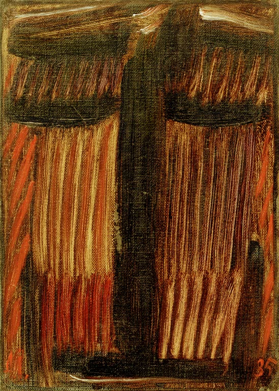 Alexej von Jawlensky Meditation Kunstkopie – Braun-orange Streifen mit dunklem Kreuz in Kopfform