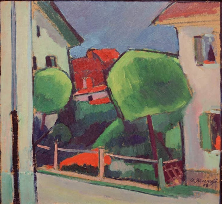 Alexej von Jawlensky Murnau Kunstkopie, rotes Hausdach zwischen grünen Bäumen und weißen Fassaden