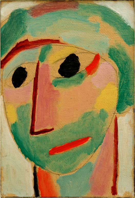 Frauenkopf mit schwarzen Augen, grünem Haar, roter Nase – Alexej von Jawlensky Mystischer Kopf: Helene Kunstkopie