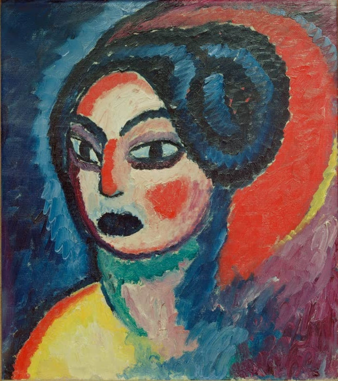 Frau mit blauem Haarknoten, dunklen Augen, rotem Wangenfleck – Alexej von Jawlensky Prinzessin Turandot Kunstkopie