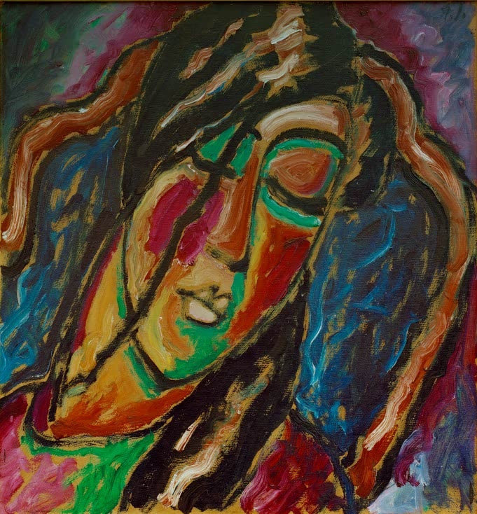 Alexej von Jawlensky Schlafende Kunstkopie: Schlafende Frau mit langem dunklem Haar und grünem Lidstrich