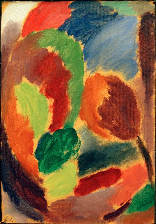Alexej von Jawlensky Variation: Das erste Frühlingsgrün Kunstkopie – Runde Baumformen in Orange, Grün und Rot