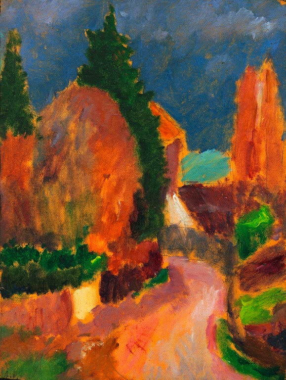 Herbstliche Bäume und Haus an gewundenem Weg – Alexej von Jawlensky Variation: der Weg, Mutter aller Variationen Kunstkopie