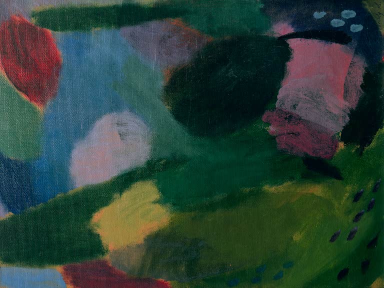 Alexej von Jawlensky Variation Frühlingsabend Kunstkopie, abstrahierte Landschaft in Blau, Rosa und Rot mit dunklem Baum