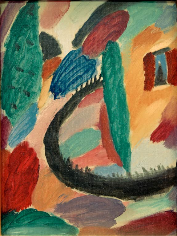 Alexej von Jawlensky Variation mit Zaun (Sonntagsgruppe Nr. 7) Kunstkopie – Dunkler Weg, Zaun und grüne Bäume