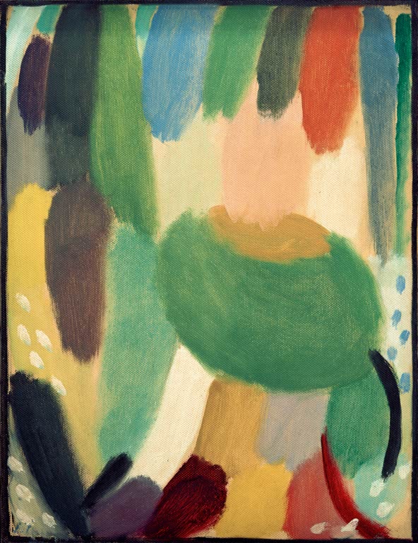 Grüne Farbflächen und dunkle Striche auf hellem Grund – Alexej von Jawlensky Variation: Spätsommer Nachmittag Kunstkopie