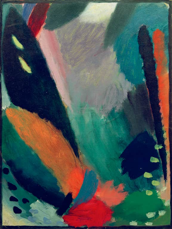 Dunkelblaue Formen und orangefarbene Flächen mit roten Akzenten – Alexej von Jawlensky Variation: Tiefe Empfindung Kunstkopie