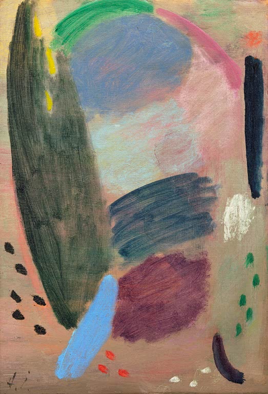 Zarte Farbflecken in Rosa, Violett und Grau – Alexej von Jawlensky Variation: Träumender Sonntagmorgen Kunstkopie
