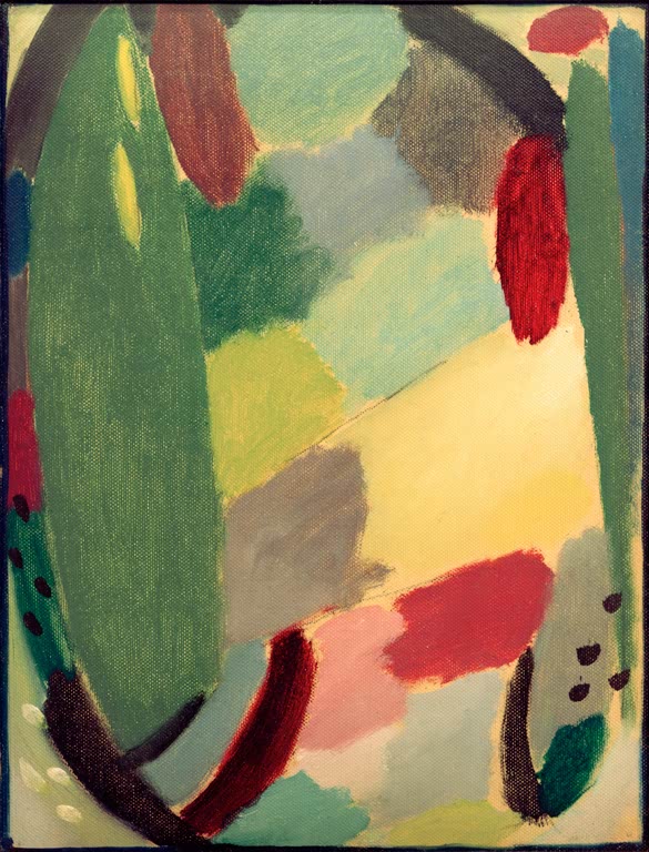 Alexej von Jawlensky Variation: Wolken Kunstkopie – Grüner Baum und farbige Flecken in Grau, Gelb und Rot