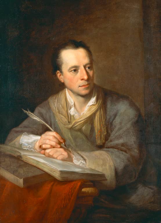 Winckelmann schreibt mit Feder in ein Buch – Angelika Kauffmann Bildnis Johann Joachim Winckelmanns Kunstkopie