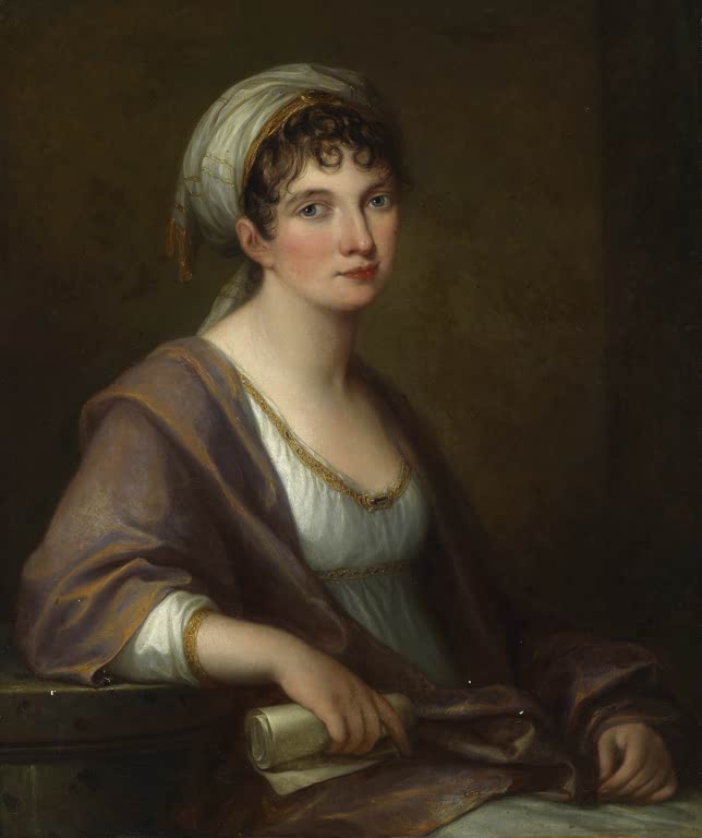 Frau mit hellem Turban und violettem Schal – Angelika Kauffmann Porträt der Prinzessin Franziska von Kaunitz Kunstkopie