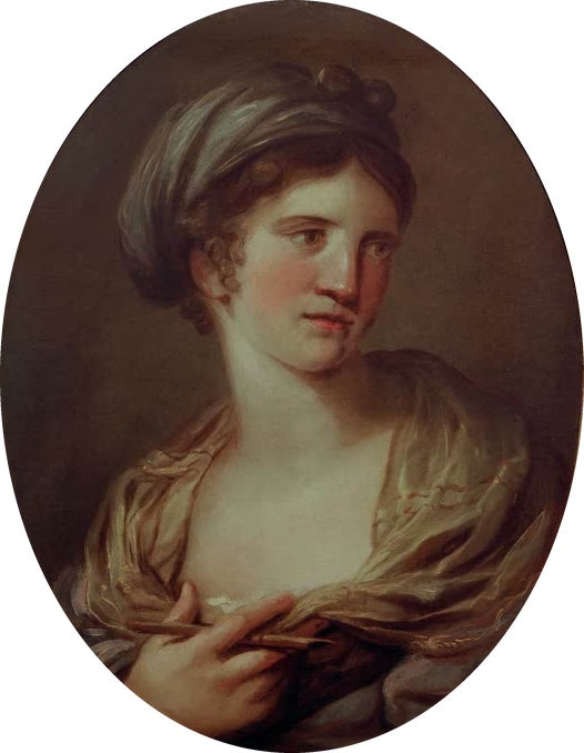 Frau mit Turban und Schultertuch, ovales Format – Angelika Kauffmann Sappho Kunstkopie