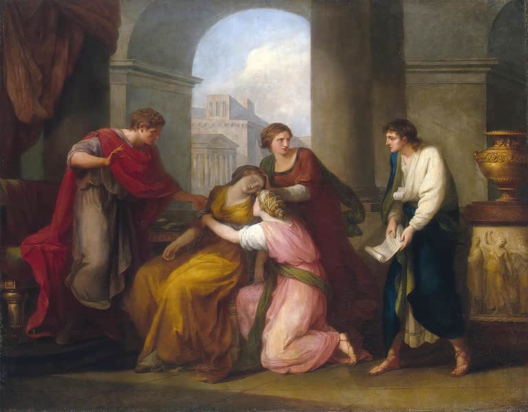 Vergil liest vor, Octavia sinkt ohnmächtig zurück – Angelika Kauffmann Vergil liest Augustus und Octavia vor Kunstkopie