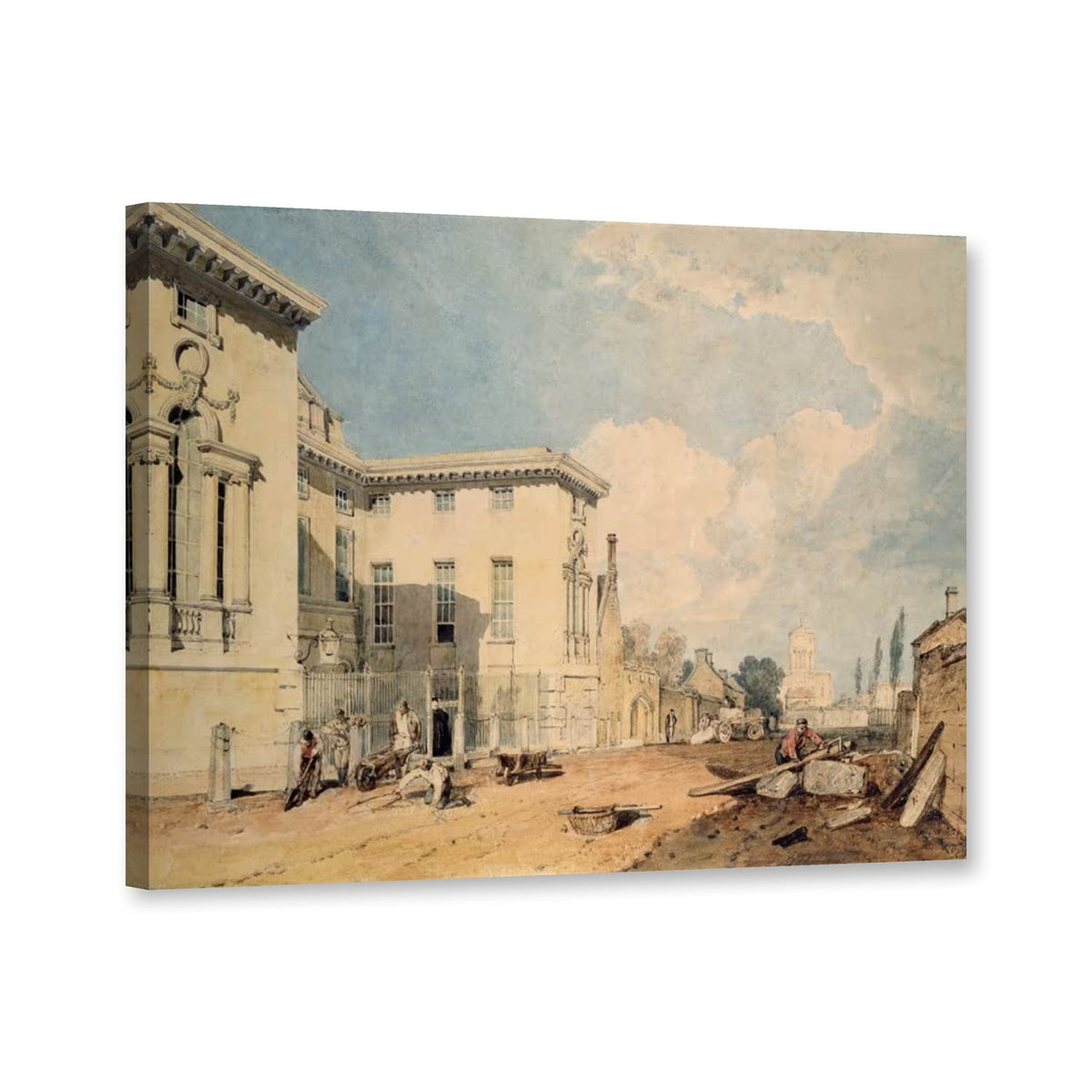 Ansicht des Worcester College, Oxford von William Turner als Leinwand – Perspektivansicht