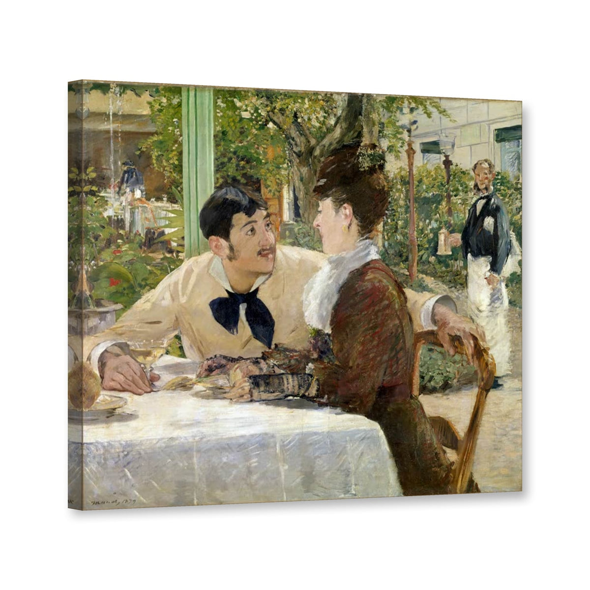 Beim Père Lathuille von Édouard Manet als Leinwand – Perspektivansicht