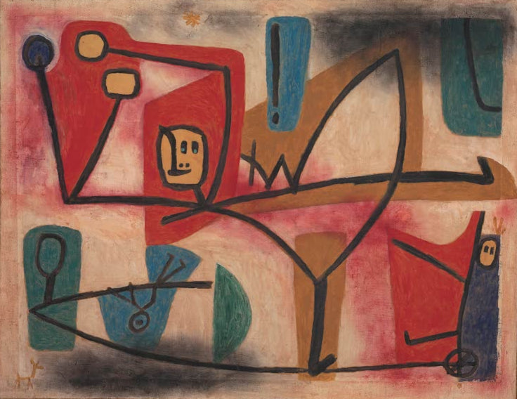 Kunstdruck „Übermut“ von Paul Klee mit abstrakter, dynamischer Komposition und ausdrucksstarker Farbgestaltung