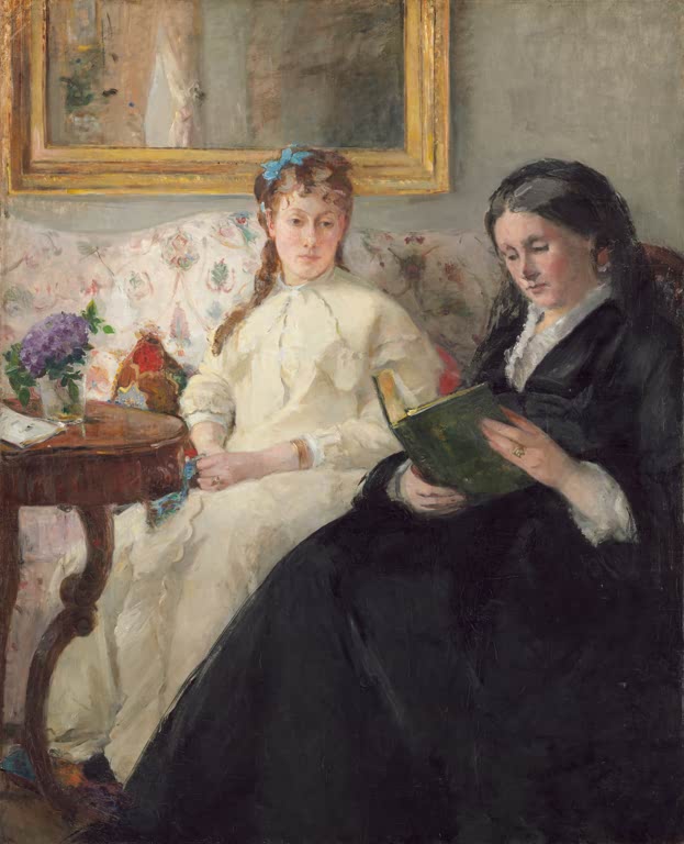 Zwei Frauen auf dem Sofa, eine liest – Berthe Morisot Die Mutter und die Schwester der Künstlerin Kunstkopie