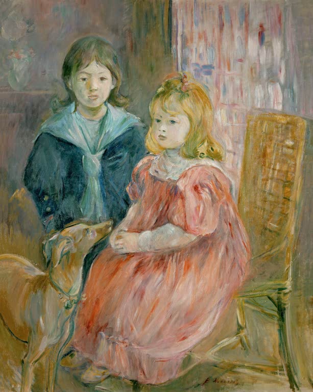 Zwei Kinder im Sessel, daneben ein Windhund – Berthe Morisot Les enfants de Gabriel Thomas Kunstkopie