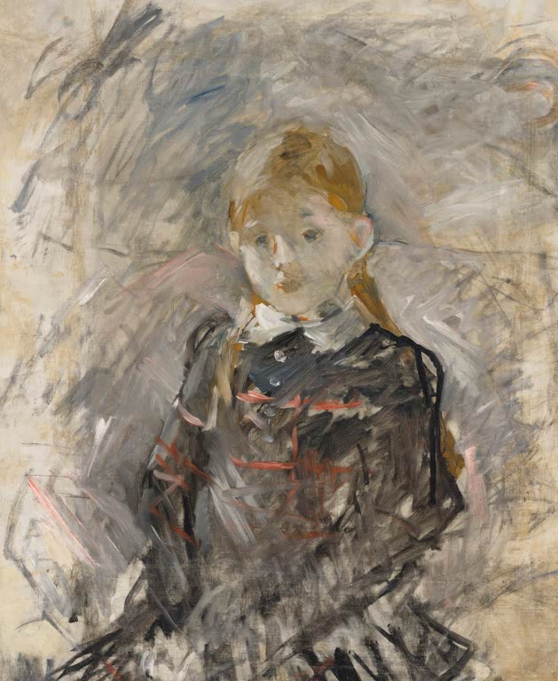 Mädchen im dunklen Kleid, locker mit breitem Pinsel gemalt – Berthe Morisot Mädchen mit blondem Haar Kunstkopie
