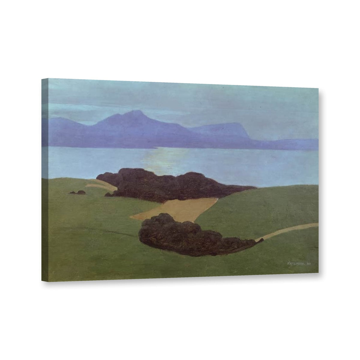Blick aus der Gegend von Cheseaux-Romanel auf den Genfersee von Félix Vallotton als Leinwand – Perspektivansicht