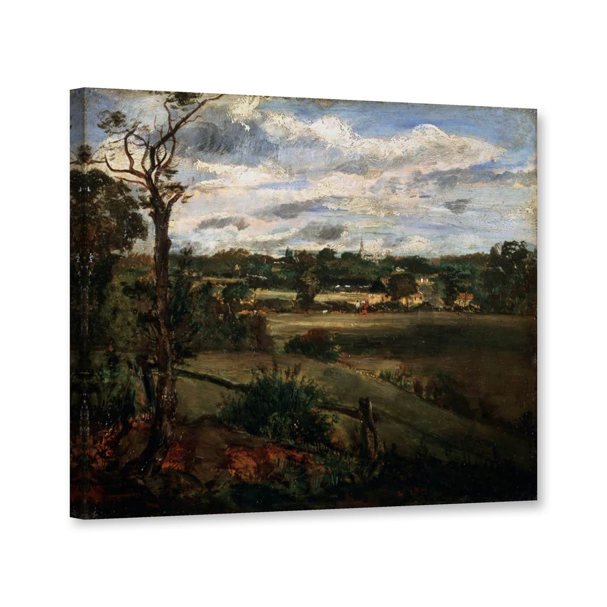 Blick von Hampstead Heath auf Highgate von John Constable als Leinwand – Perspektivansicht