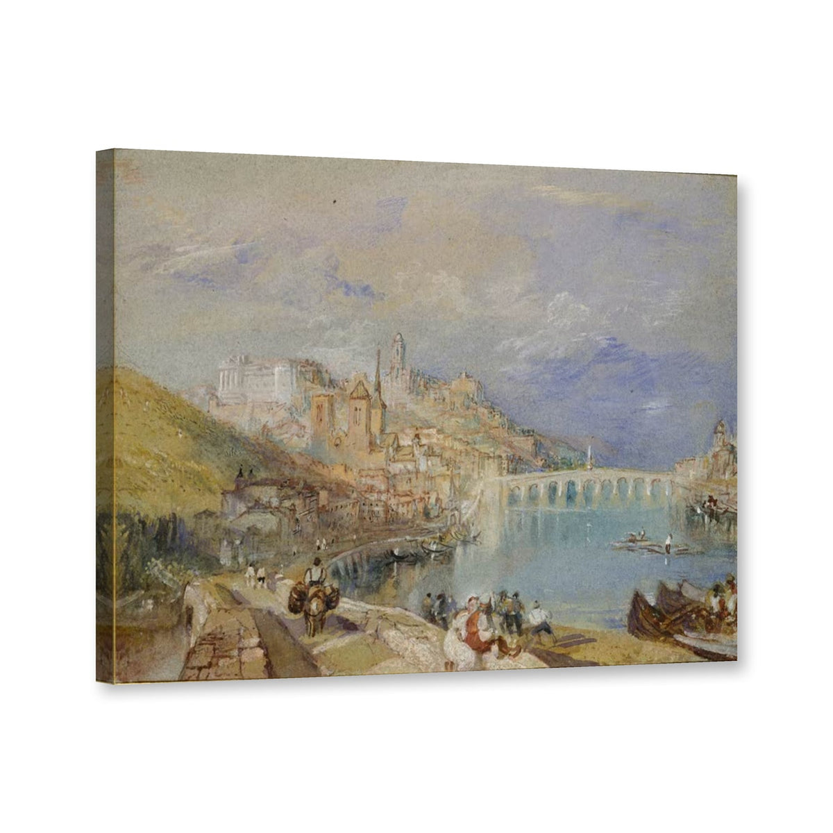 Blois, Blick über die Loire von William Turner als Leinwand – Perspektivansicht