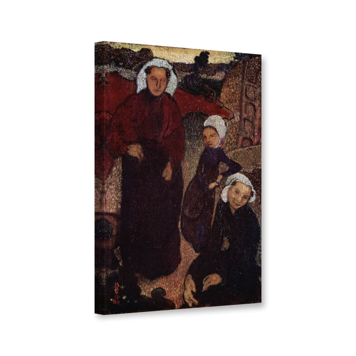 Bretonische Frauen von Maurice Denis als Leinwand – Perspektivansicht