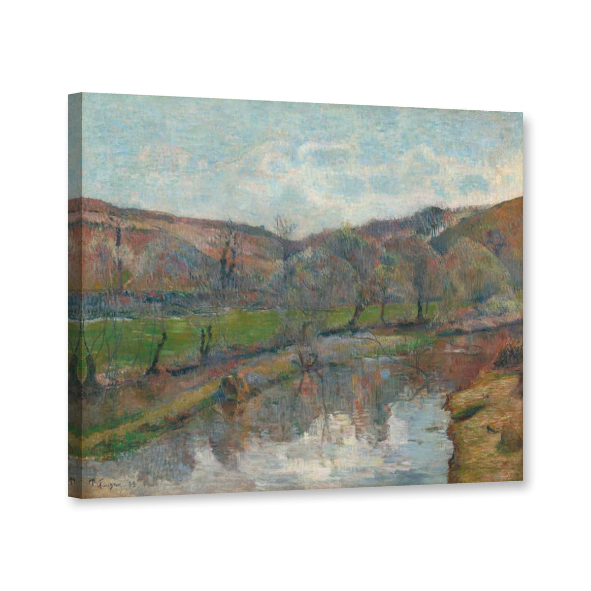Bretonische Landschaft von Paul Gauguin als Leinwand – Perspektivansicht