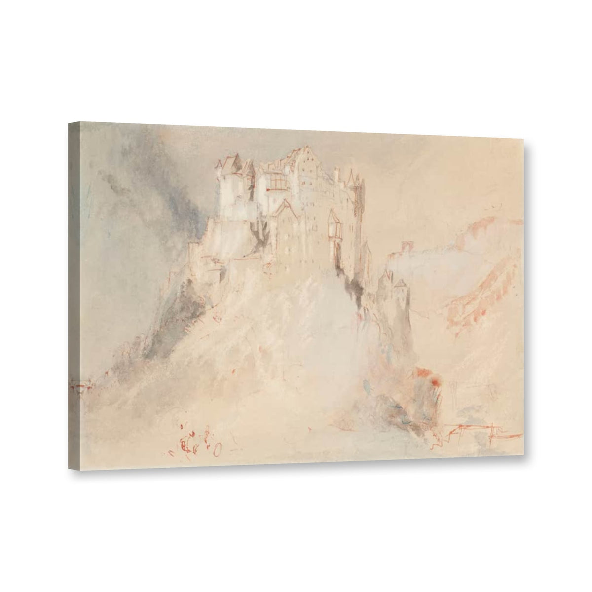 Burg Eltz von Süden von William Turner als Leinwand – Perspektivansicht