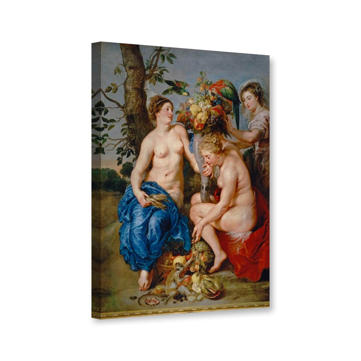 Ceres mit zwei Nymphen, Prado von Peter Paul Rubens als Leinwand – Perspektivansicht
