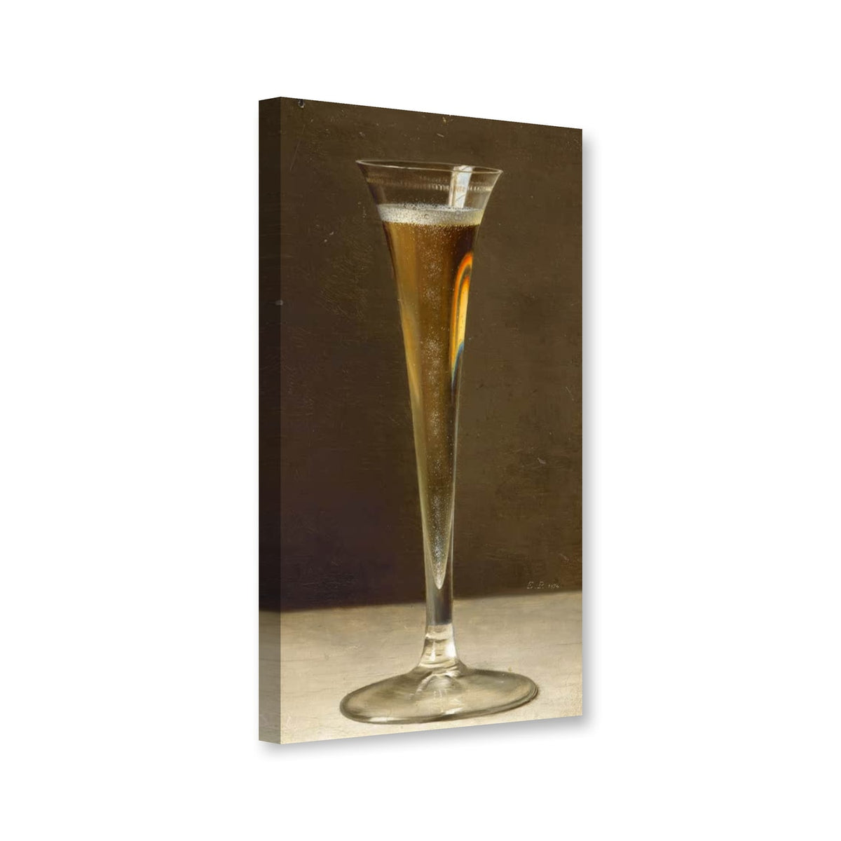 Champagnerflöte von Emilie Preyer als Leinwand – Perspektivansicht