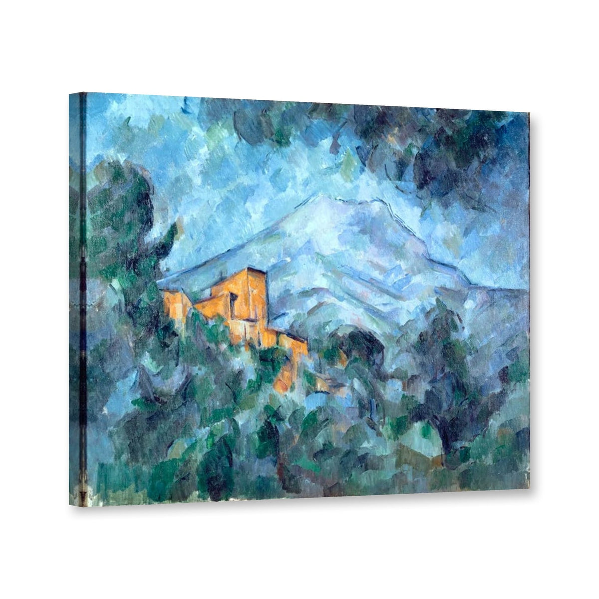 Château Noir mit Blick auf die Sainte-Victoire von Paul Cézanne als Leinwand – Perspektivansicht