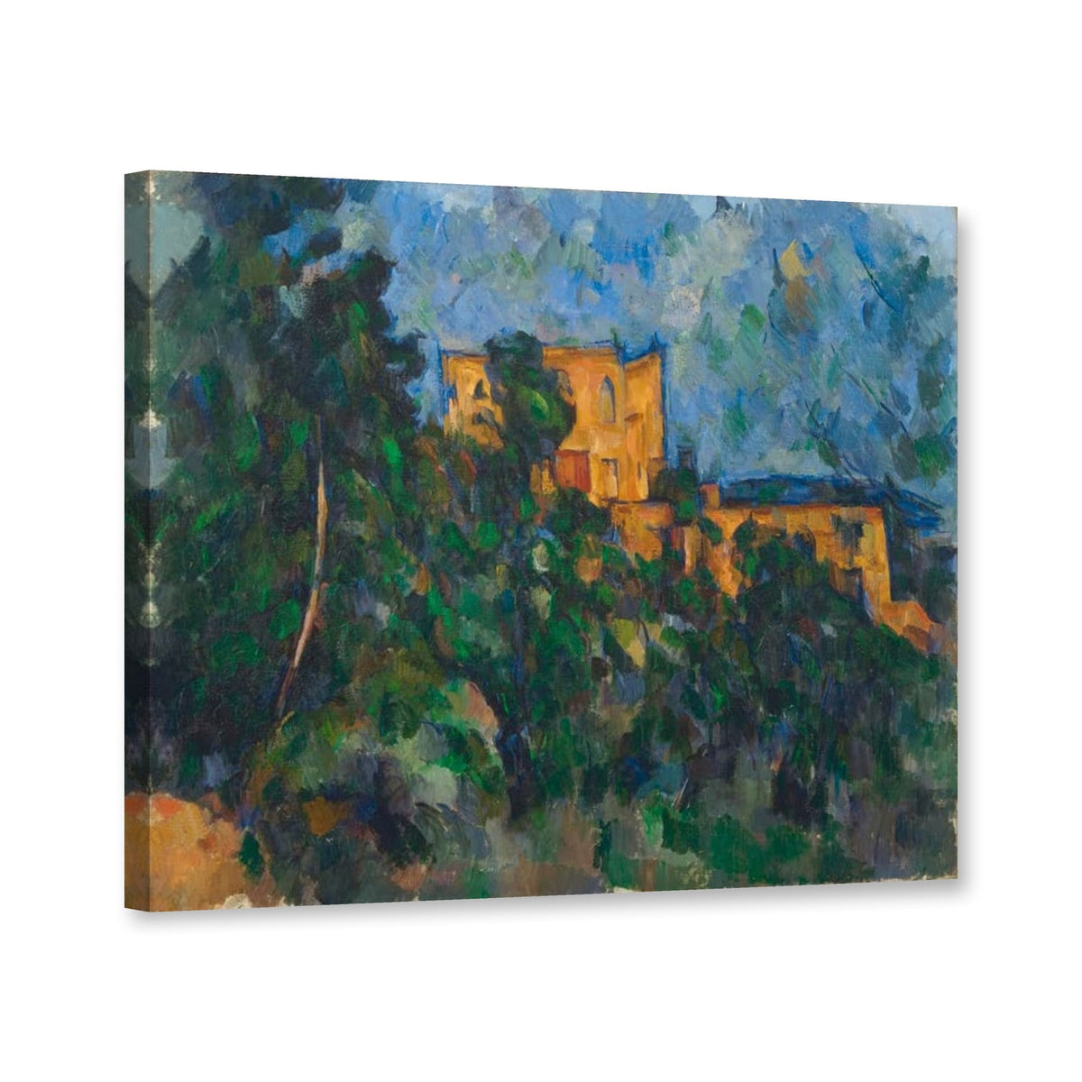 Château Noir vom Waldrand gesehen von Paul Cézanne als Leinwand – Perspektivansicht