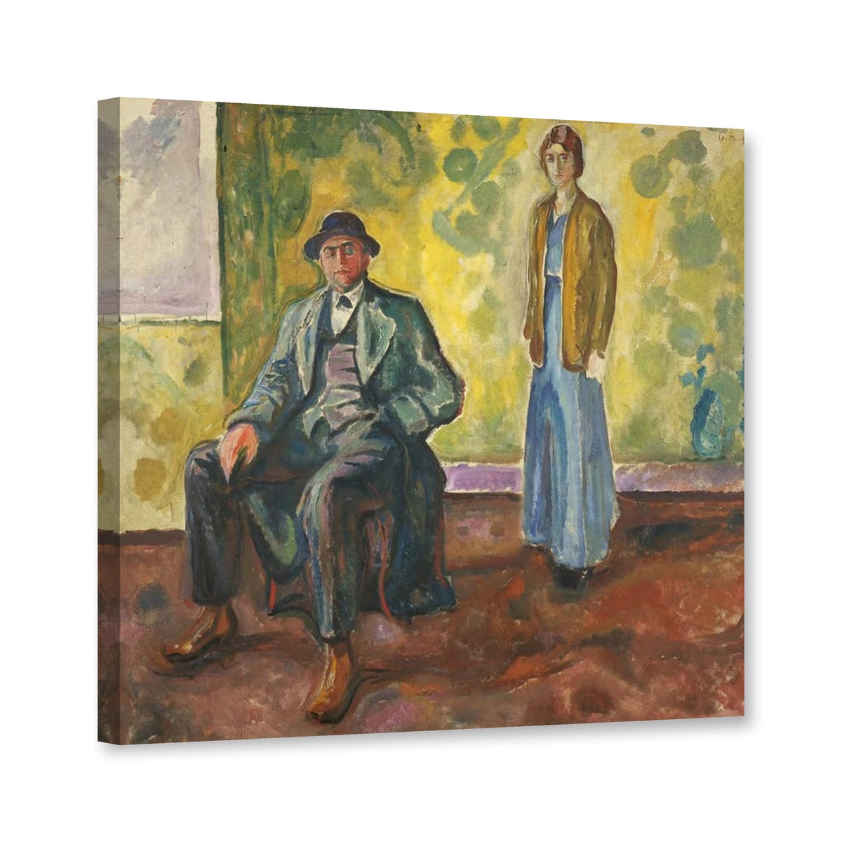 Christian und Hjørdis Gierløff von Edvard Munch als Leinwand – Perspektivansicht
