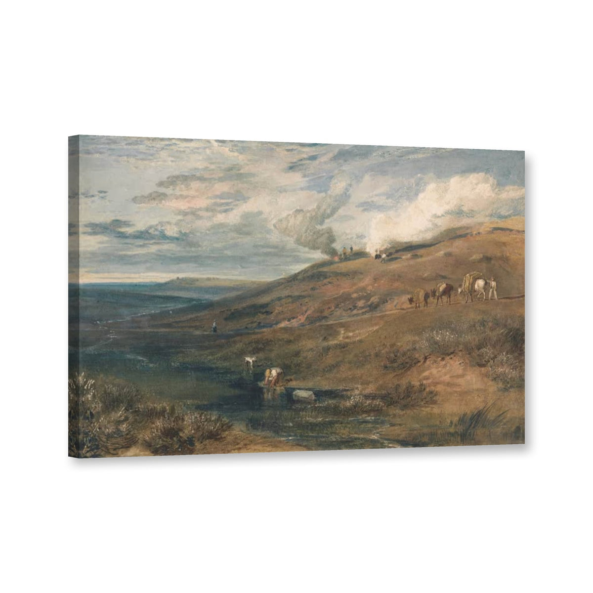 Dartmoor: Die Quellen von Tamar und Torridge von William Turner als Leinwand – Perspektivansicht