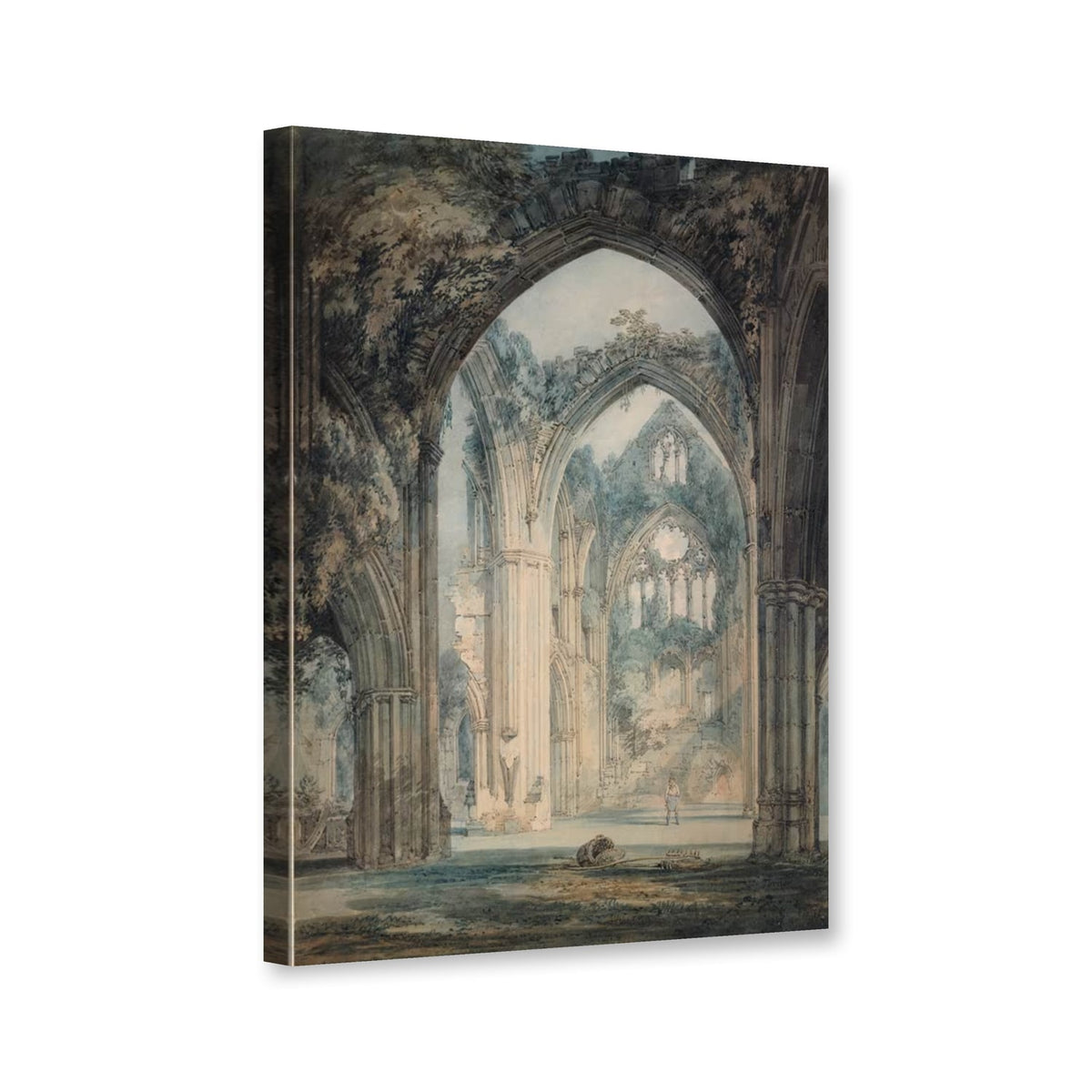 Das Querschiff der Tintern Abbey, Monmouthshire von William Turner als Leinwand – Perspektivansicht